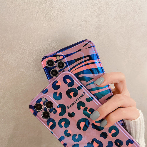 Compatible with Apple , Blue Edge Leopard Print Zebra Print Phone Case