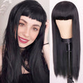 Orange Wig Female Long Straight Hair Dyed Long Hair Synthetic Headgear